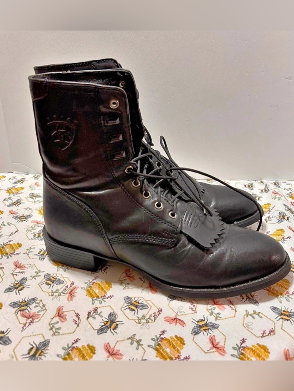 Ariat Heritage Lacer III Black Leather Boots US 9.5M
